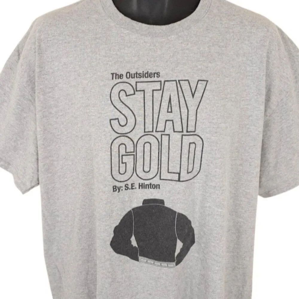The Outsiders T Shirt Mens Size XL Gray Stay Gold SE Hinton Novel Book